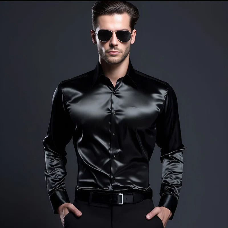 Slim Fit Men's Shirt with Refined Collar for Work and Casual Wear