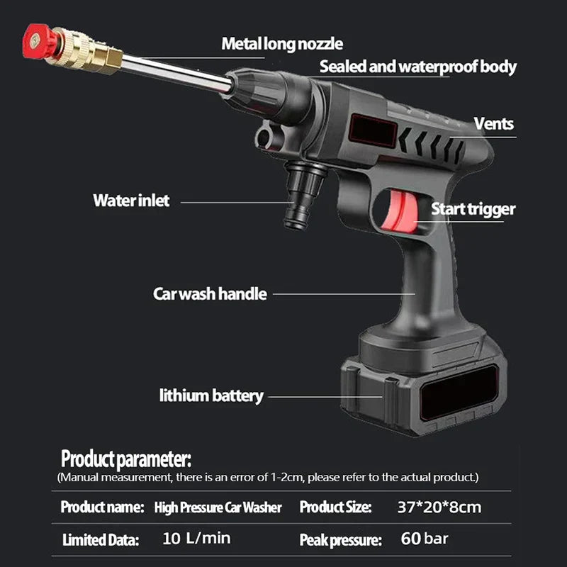 High-Pressure Wireless Water Gun for Car Washing