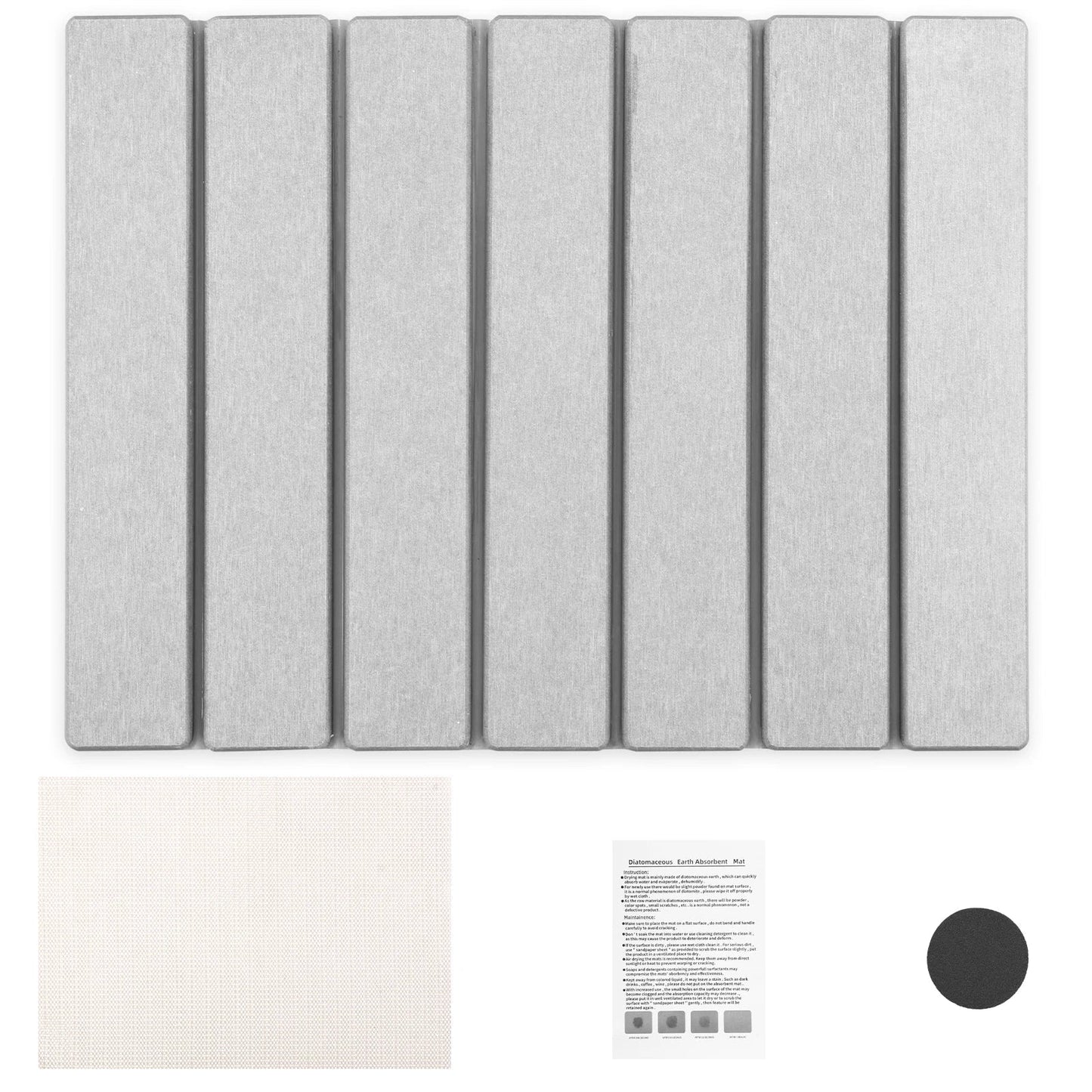 Foldable Diatomite Stone Dish Drying Mat with Non-Slip Base