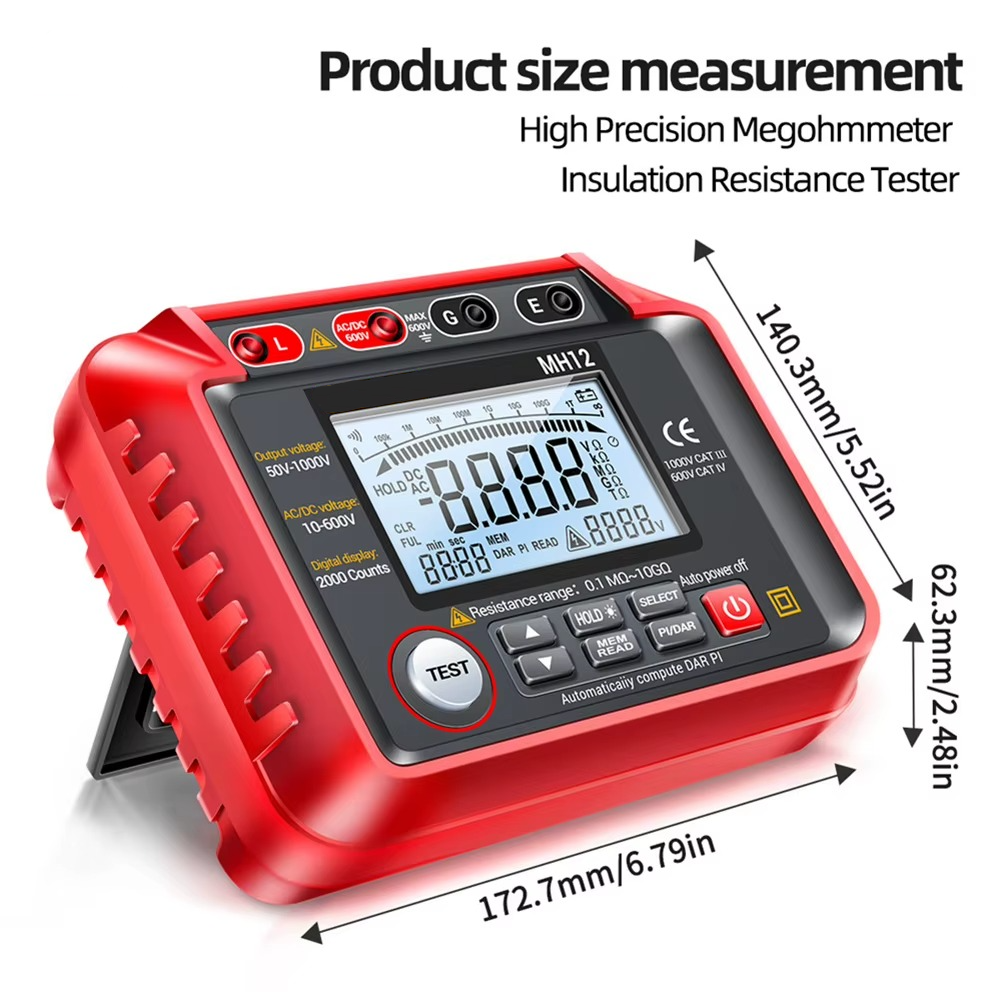 High Resistance Voltage Tester Megohmmeter with HD Display
