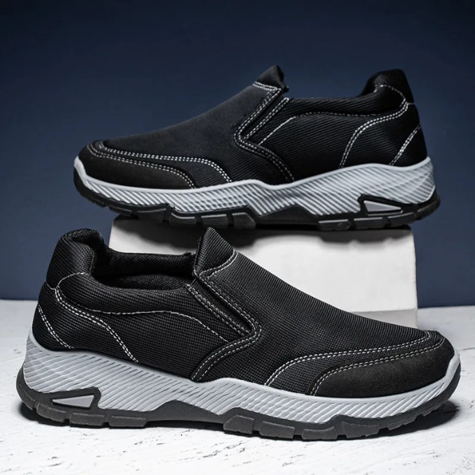 Men's Slip-On Comfort Shoes with Woven Upper and Traction Sole