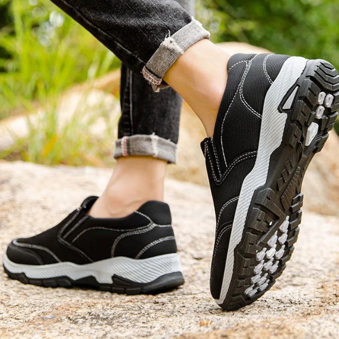 Men's Slip-On Comfort Shoes with Woven Upper and Traction Sole