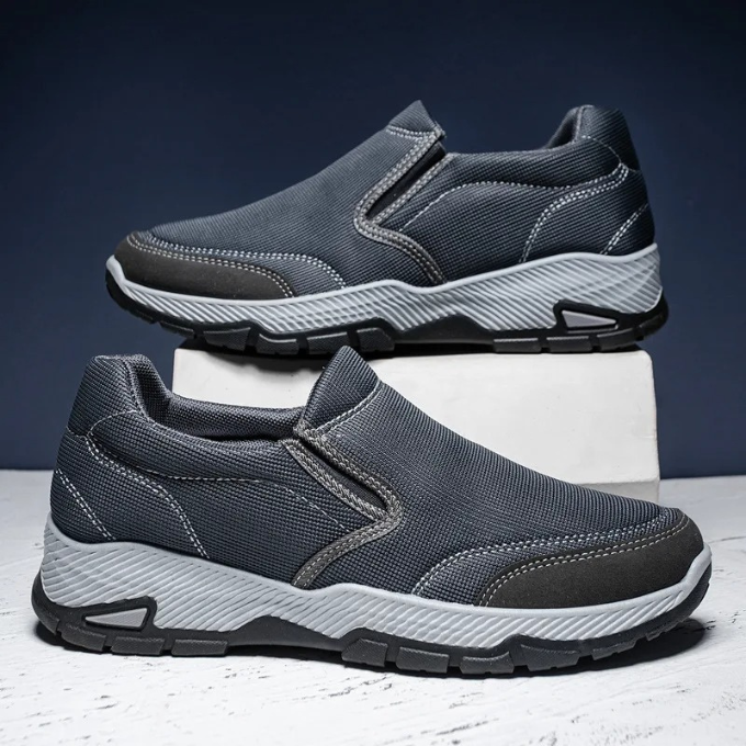 Men's Slip-On Comfort Shoes with Woven Upper and Traction Sole