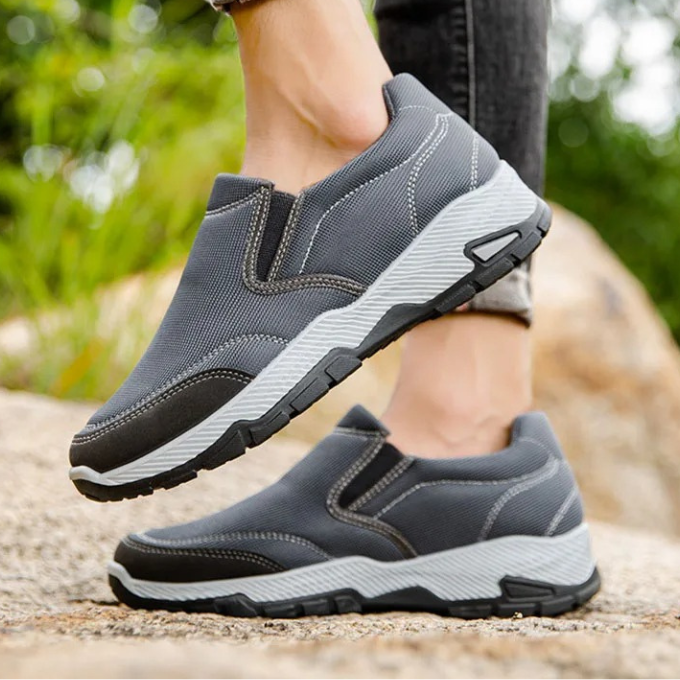 Men's Slip-On Comfort Shoes with Woven Upper and Traction Sole