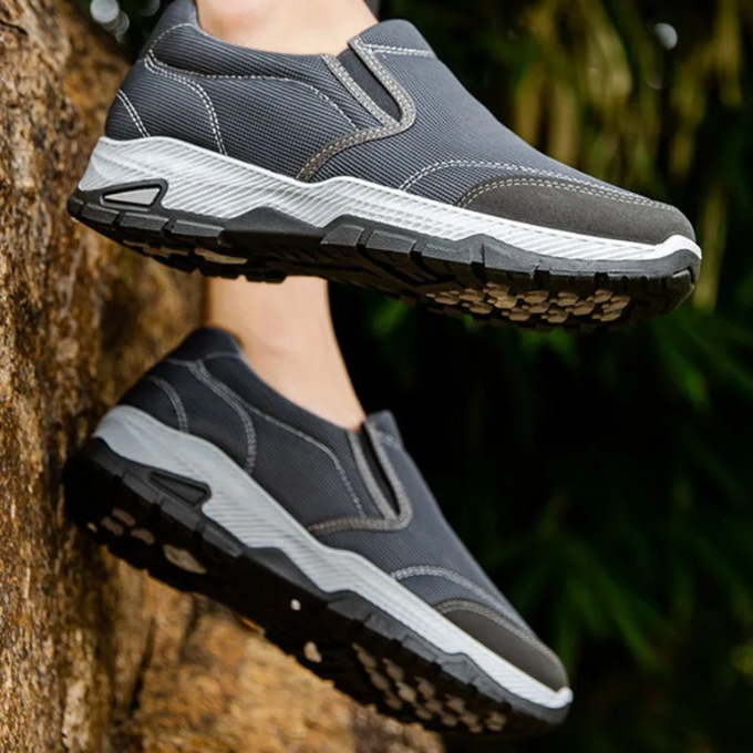 Men's Slip-On Comfort Shoes with Woven Upper and Traction Sole