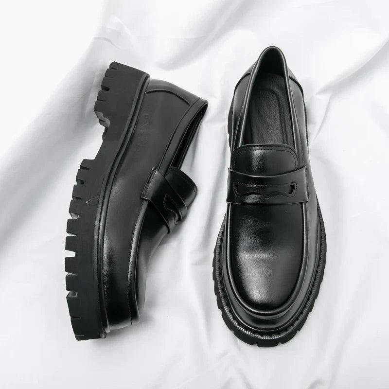Men's Black Chunky Sole Slip-On Loafers