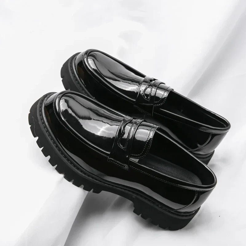 Men's Black Chunky Sole Slip-On Loafers
