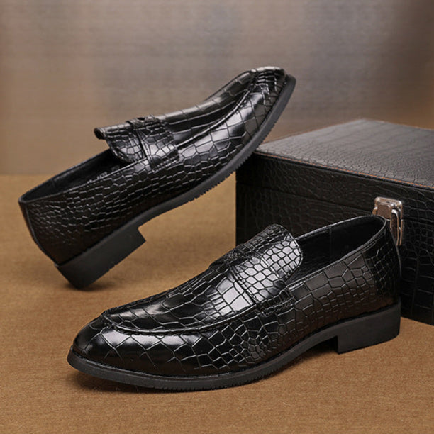 Crocodile Embossed Slip-On Loafers for Men