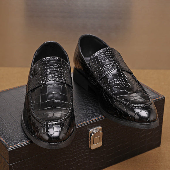 Crocodile Embossed Slip-On Loafers for Men