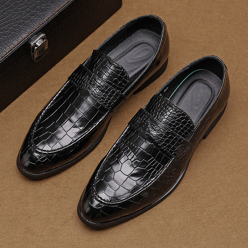 Crocodile Embossed Slip-On Loafers for Men
