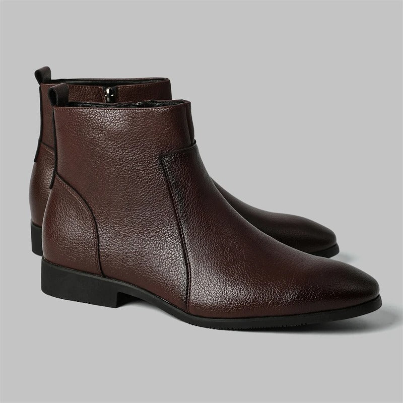 Men's Side Zip Ankle Boots with Pointed Round Toe