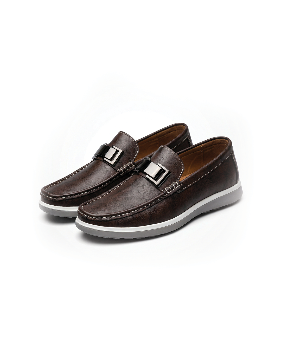 Men's Slip-On Casual Loafers with Weathered Finish