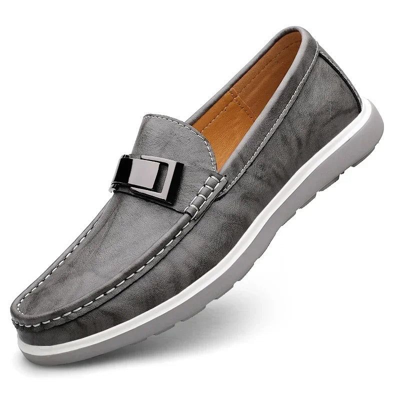 Men's Slip-On Casual Loafers with Weathered Finish