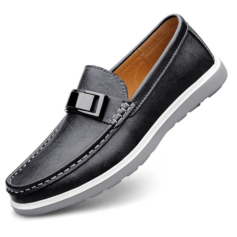 Men's Slip-On Casual Loafers with Weathered Finish
