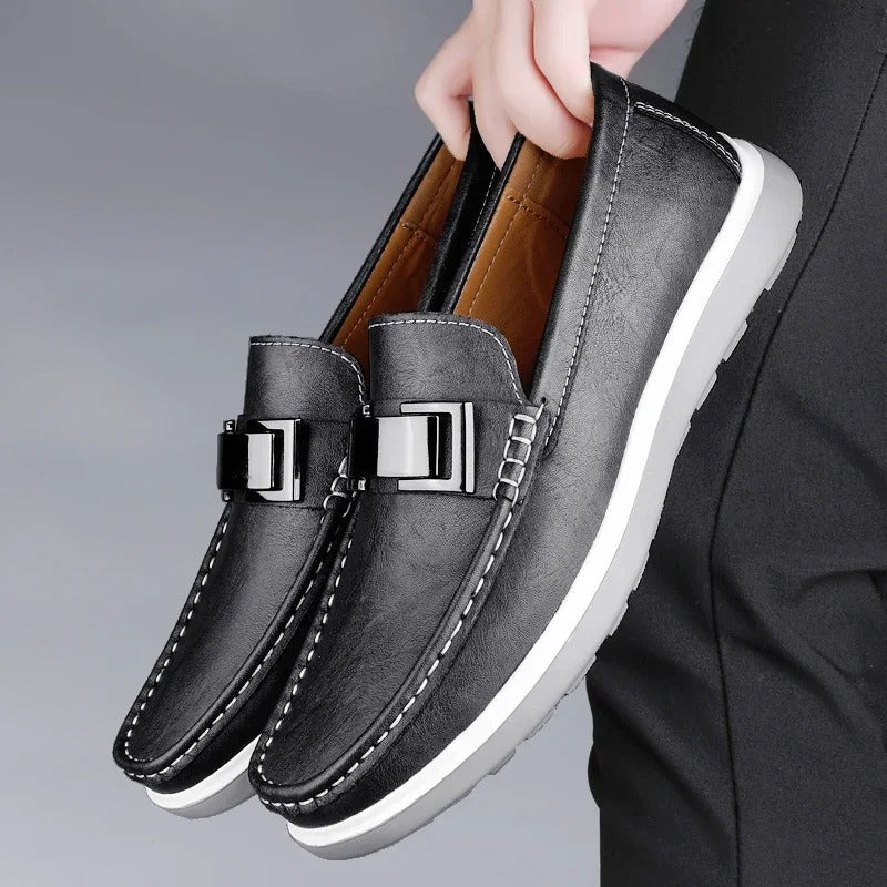 Men's Slip-On Casual Loafers with Weathered Finish