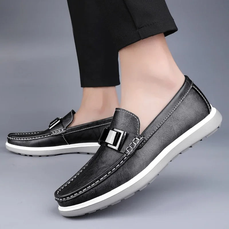 Men's Slip-On Casual Loafers with Weathered Finish