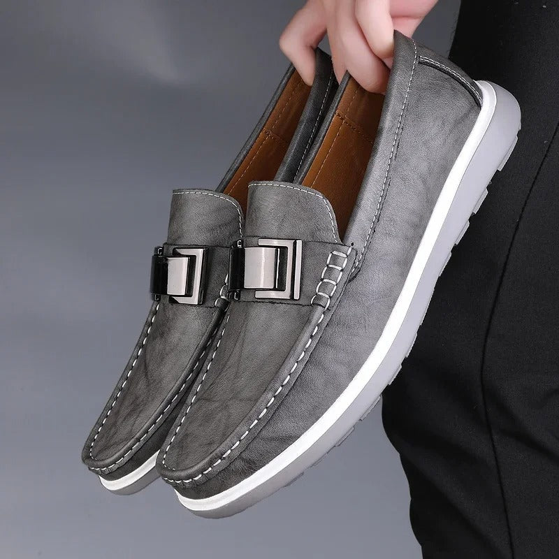 Men's Slip-On Casual Loafers with Weathered Finish