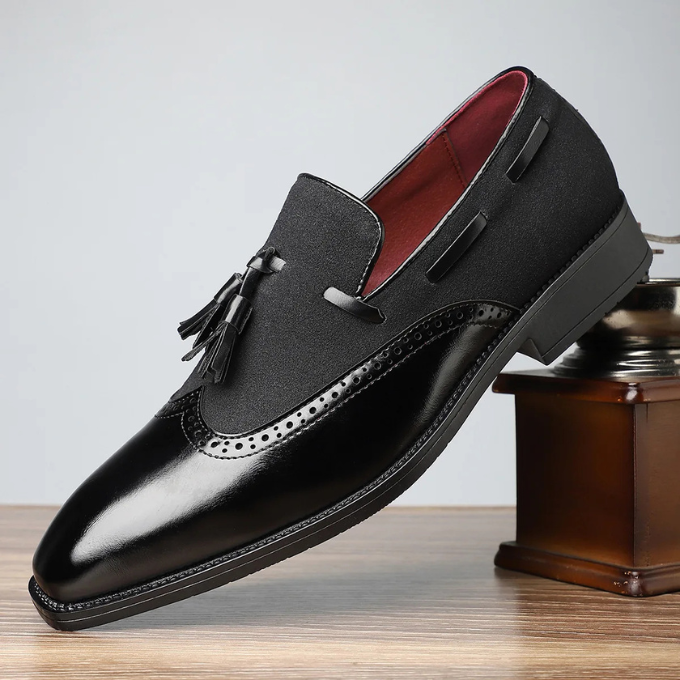 Men's Brogue Tassel Loafers with Rubber Sole
