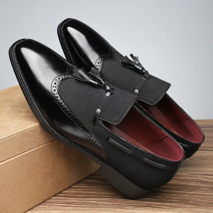 Men's Brogue Tassel Loafers with Rubber Sole