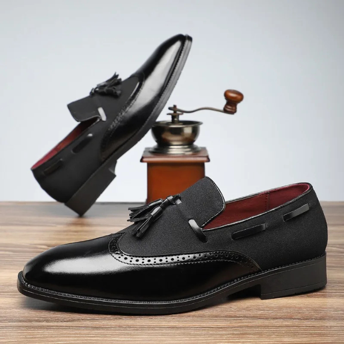 Men's Brogue Tassel Loafers with Rubber Sole