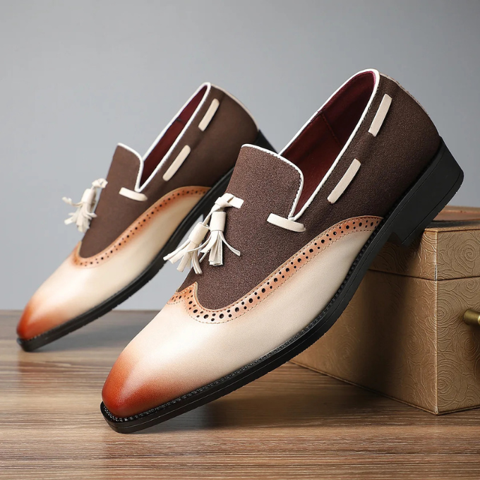 Men's Brogue Tassel Loafers with Rubber Sole