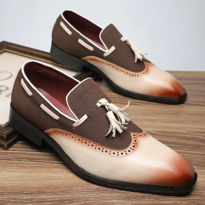 Men's Brogue Tassel Loafers with Rubber Sole