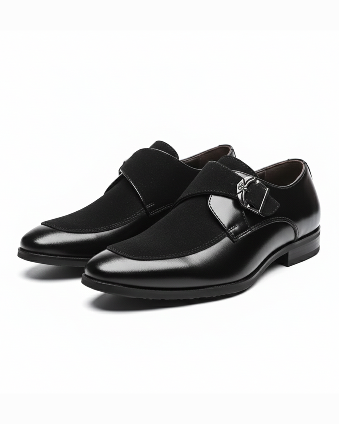 Men's Textured Luxury Loafers with Bold Metal Buckle