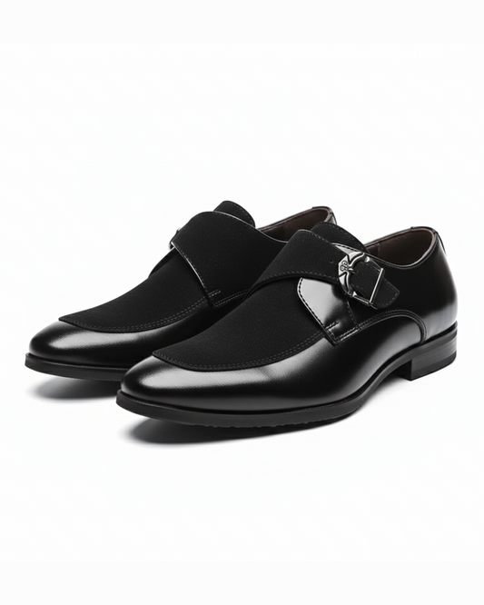 Men's Textured Luxury Loafers with Bold Metal Buckle