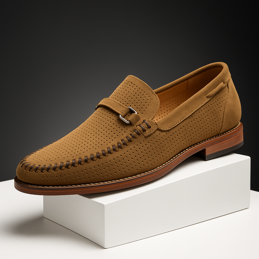 Men's Perforated Buckle Loafers for Smart Casual Style