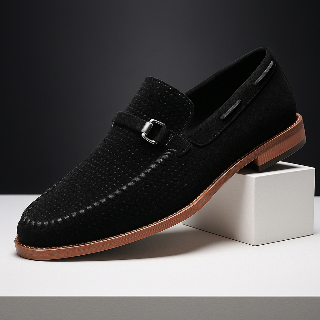 Men's Perforated Buckle Loafers for Smart Casual Style