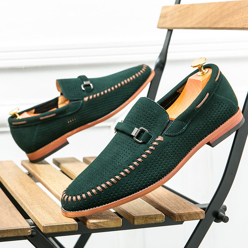 Men's Perforated Buckle Loafers for Smart Casual Style