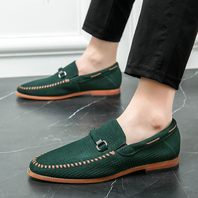 Men's Perforated Buckle Loafers for Smart Casual Style