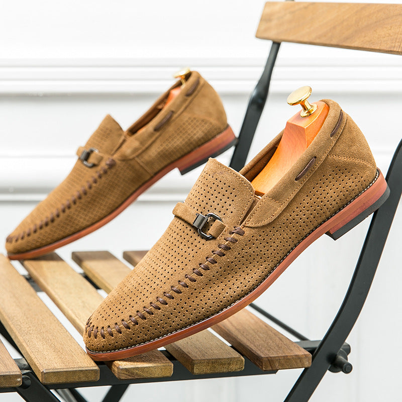 Men's Perforated Buckle Loafers for Smart Casual Style