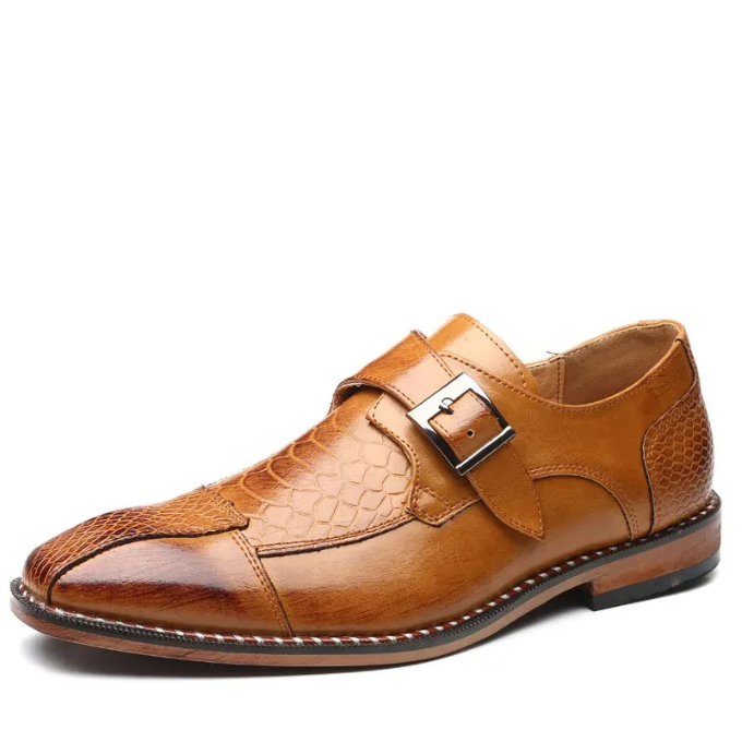 Men's Embossed Reptile Monk Strap Dress Shoes