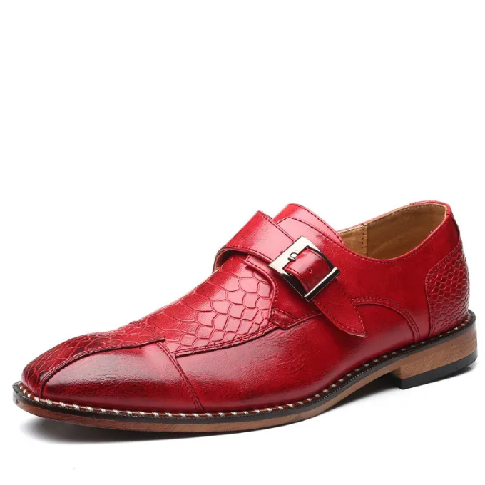 Men's Embossed Reptile Monk Strap Dress Shoes