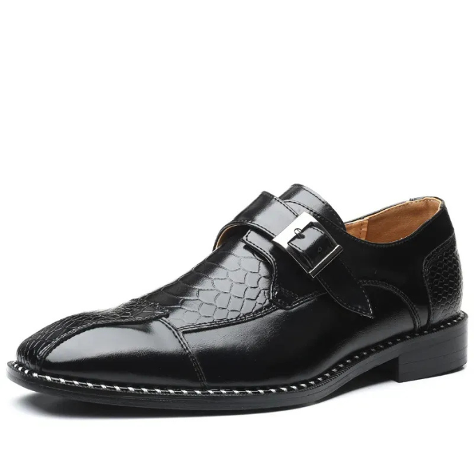 Men's Embossed Reptile Monk Strap Dress Shoes