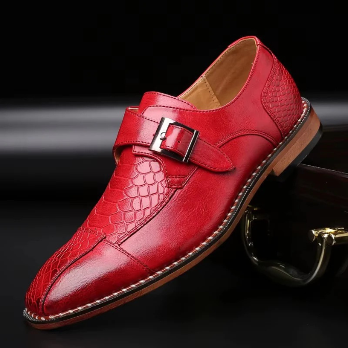 Men's Embossed Reptile Monk Strap Dress Shoes