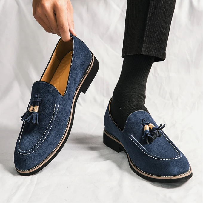 Men's Luxurious Velvet Tassel Loafers with Anti-Slip Sole