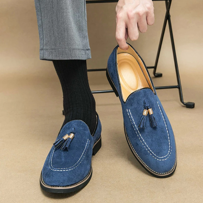 Men's Luxurious Velvet Tassel Loafers with Anti-Slip Sole