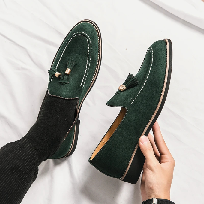 Men's Luxurious Velvet Tassel Loafers with Anti-Slip Sole