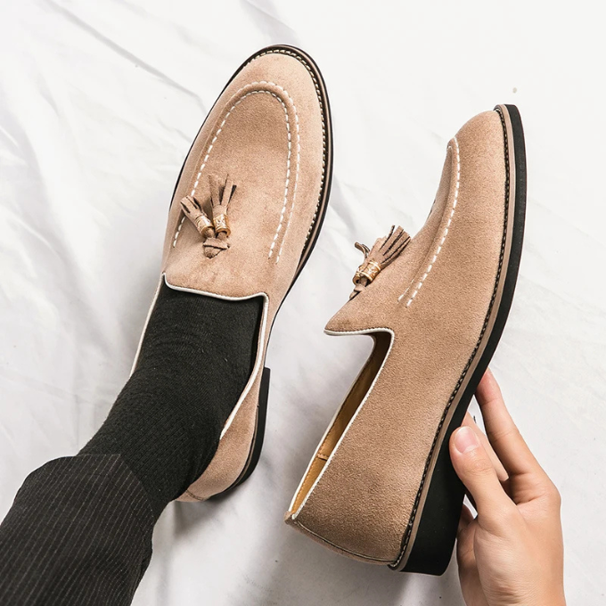 Men's Luxurious Velvet Tassel Loafers with Anti-Slip Sole