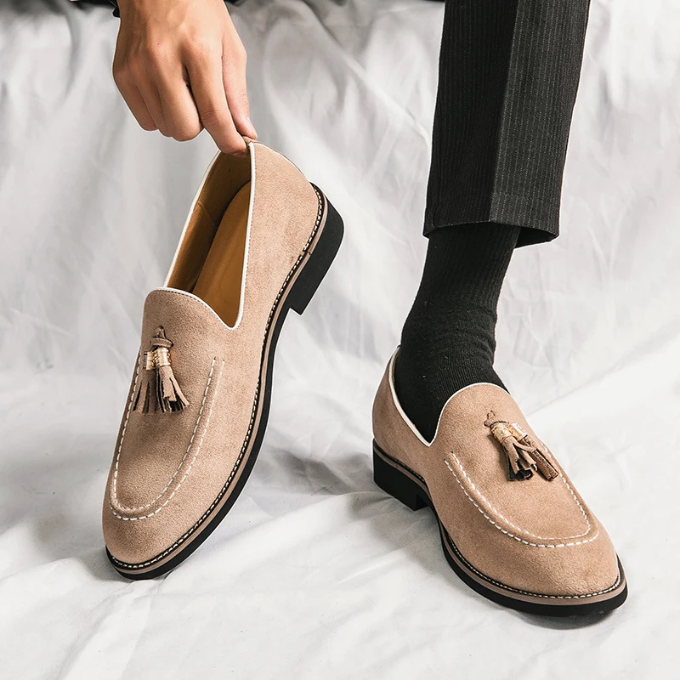 Men's Luxurious Velvet Tassel Loafers with Anti-Slip Sole