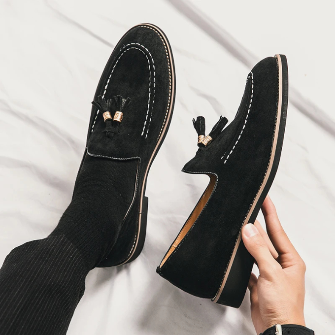 Men's Luxurious Velvet Tassel Loafers with Anti-Slip Sole