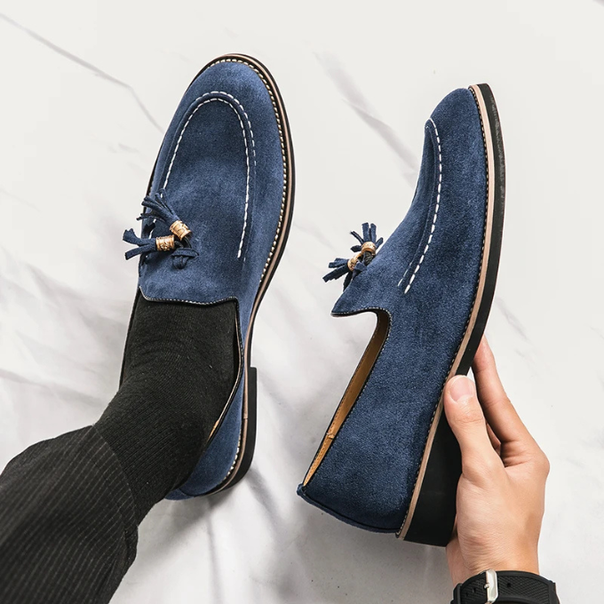 Men's Luxurious Velvet Tassel Loafers with Anti-Slip Sole