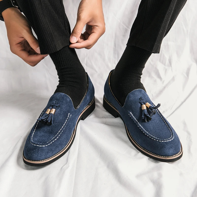 Men's Luxurious Velvet Tassel Loafers with Anti-Slip Sole