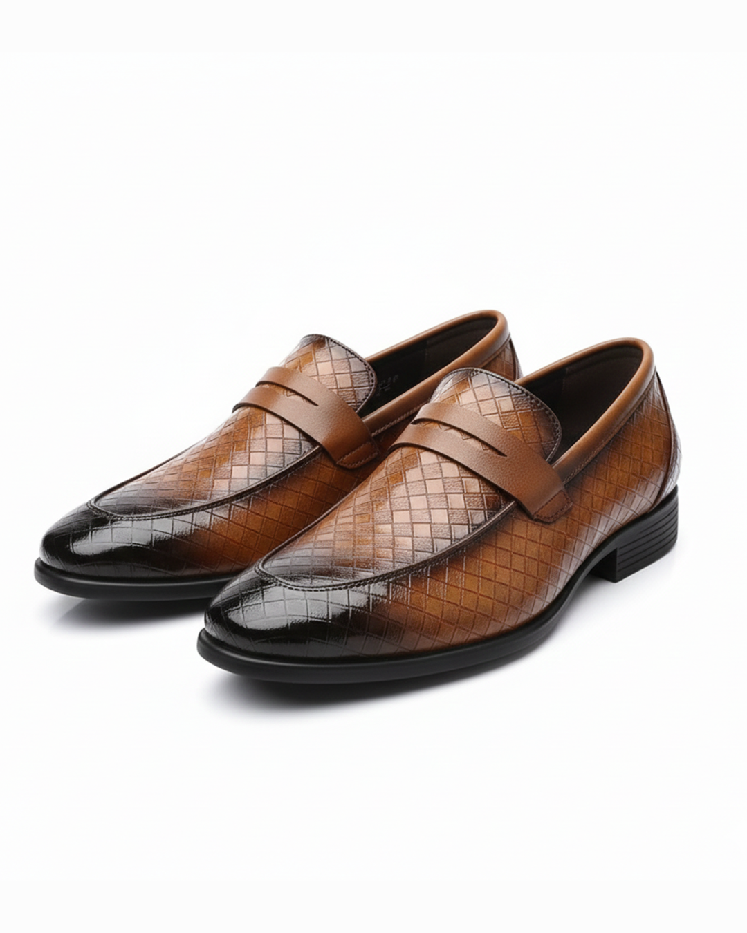 Woven Slip-On Loafers for Men with Polished Finish