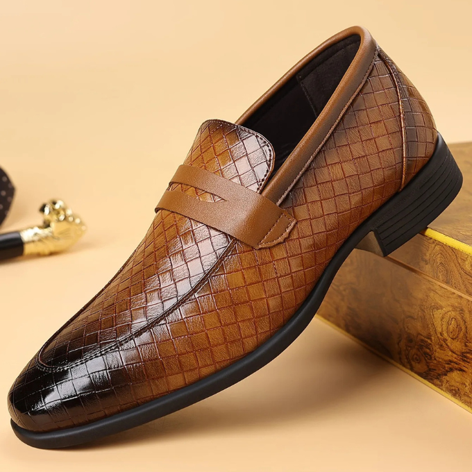 Woven Slip-On Loafers for Men with Polished Finish