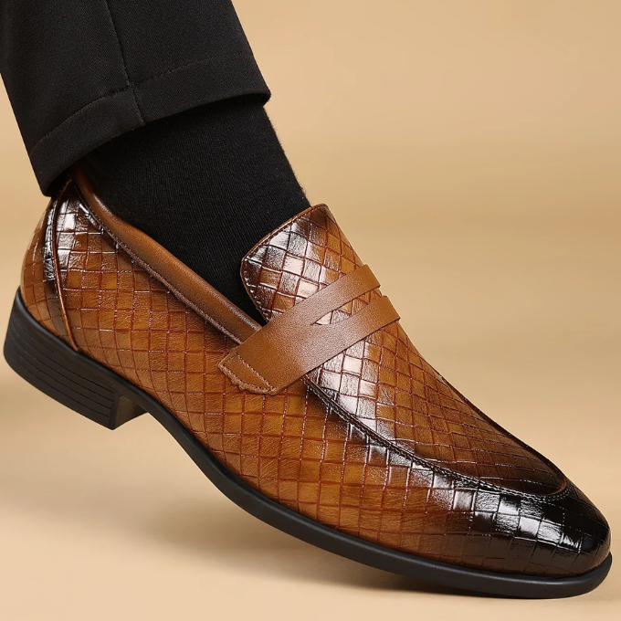 Woven Slip-On Loafers for Men with Polished Finish
