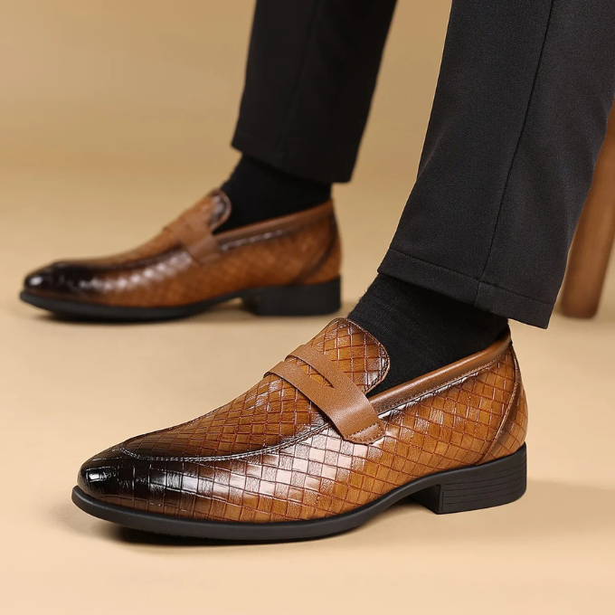 Woven Slip-On Loafers for Men with Polished Finish