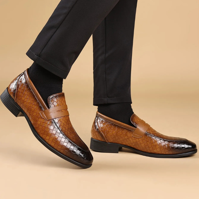 Woven Slip-On Loafers for Men with Polished Finish